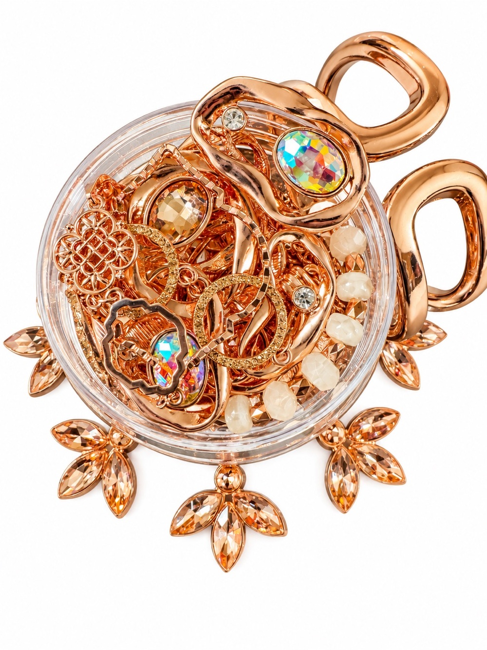 Beautiful Copper Tone Jewelry Jar